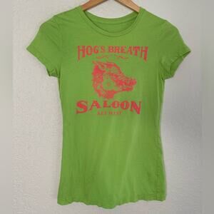 Hog’s Breath Saloon Key West Green T-Shirt Women’s Cut Medium Florida Graphic